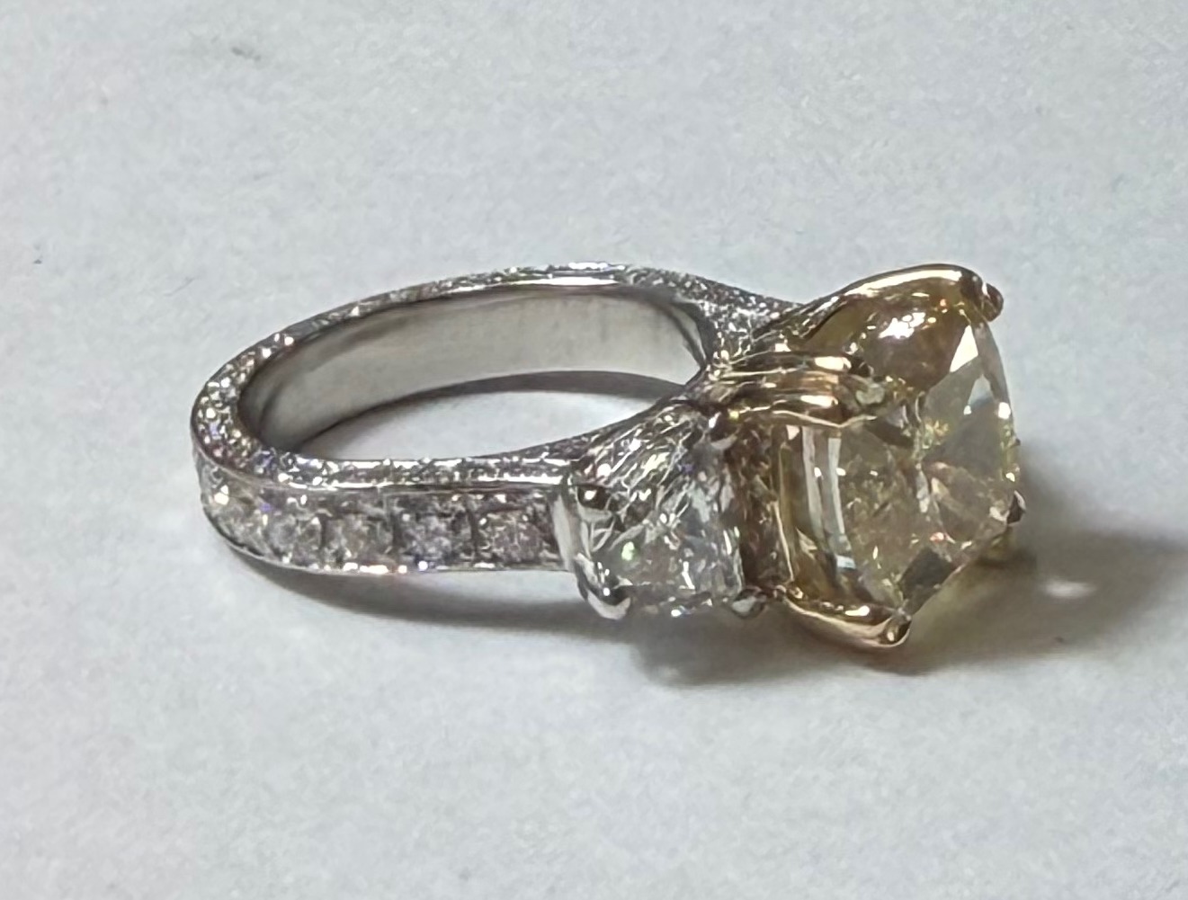 Fancy yellow diamond, profile view